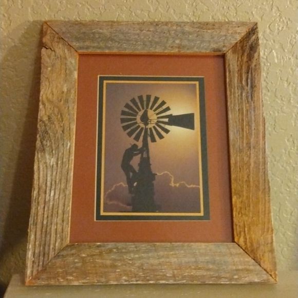 Other - Western Cowboy Windmill Wooden Picture Frame Home Decor Accents